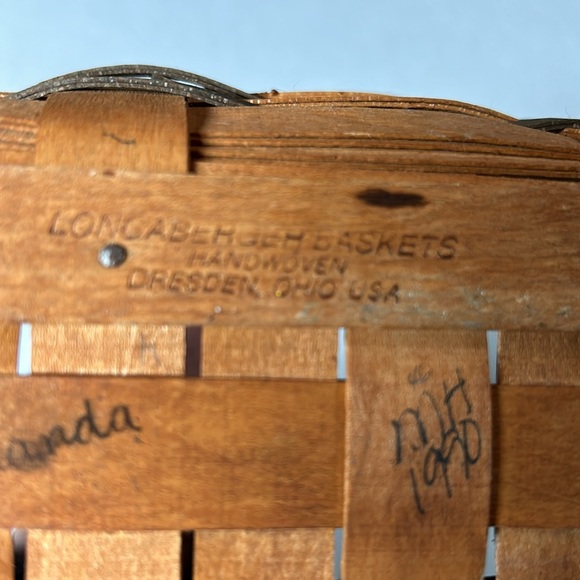 VTG Longaberger Small Market Basket with Green Weave - Picture 7 of 12